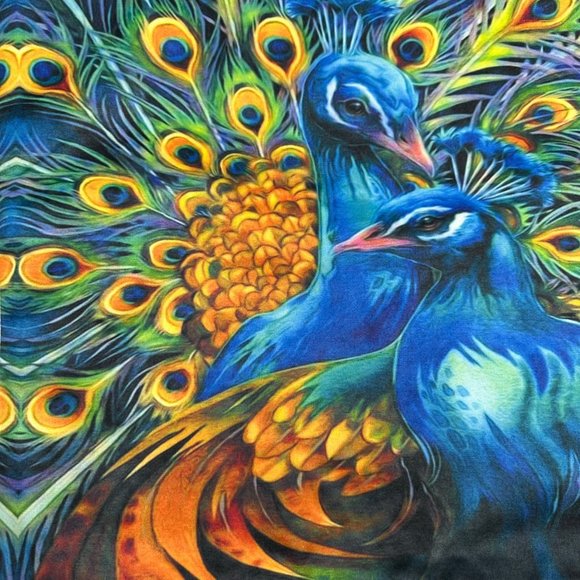 Unbranded 1 Peacock Pillowcase Cover Handmade Zip Closure Blue Yellow Home Decor - Picture 4 of 4